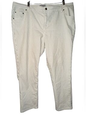 Jessica London pant, color cream with vertical brown stripes, wide legs Sz 22